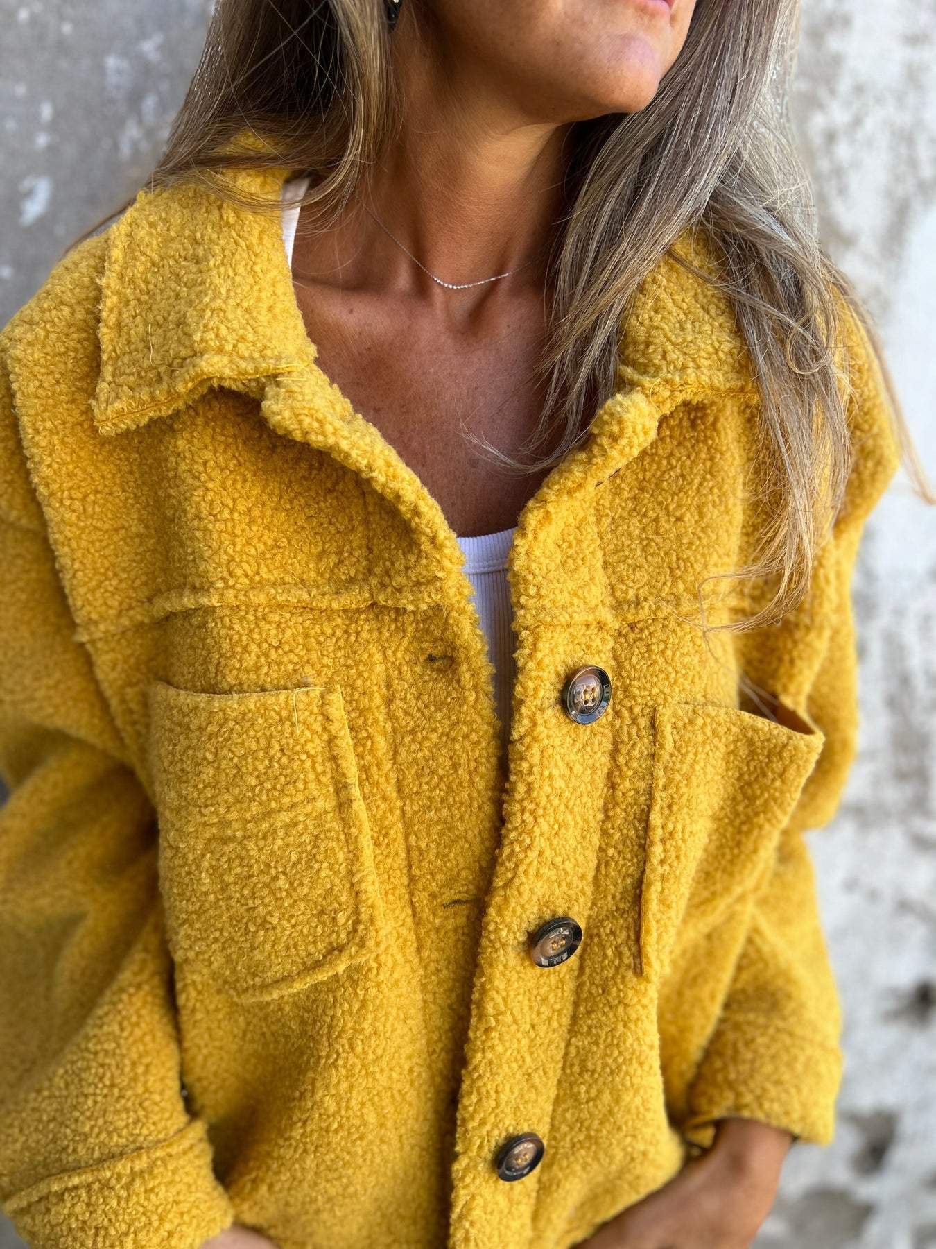 Women's Faux Shearling Single-Breasted Collared Coat