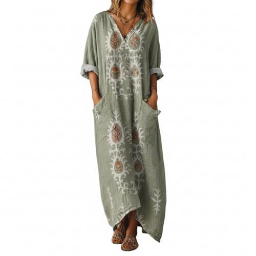 Women's Boho A-Line Midi Dress with 3D Print