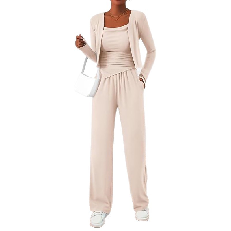 Women's 3-Piece Lounge Set: Zip Cardigan, Cami & Pants