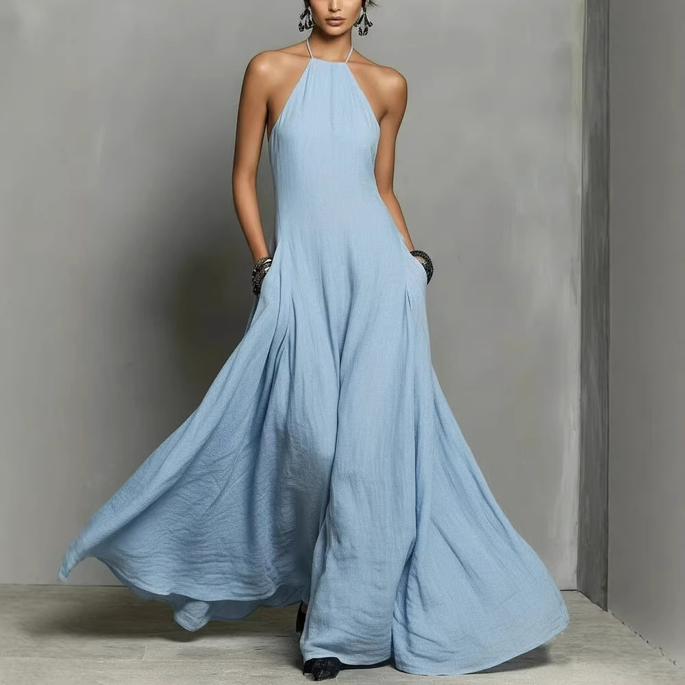 Women's Sexy Minimalist Halter Backless Dress