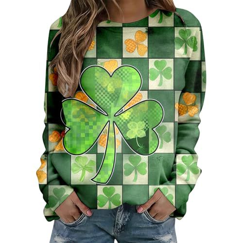 Women's Lucky Clover Floral Print Crewneck Sweatshirt