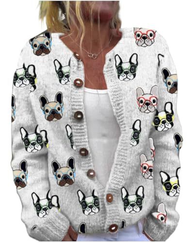 Women's Animal Boho Print Button Cardigan Sweater