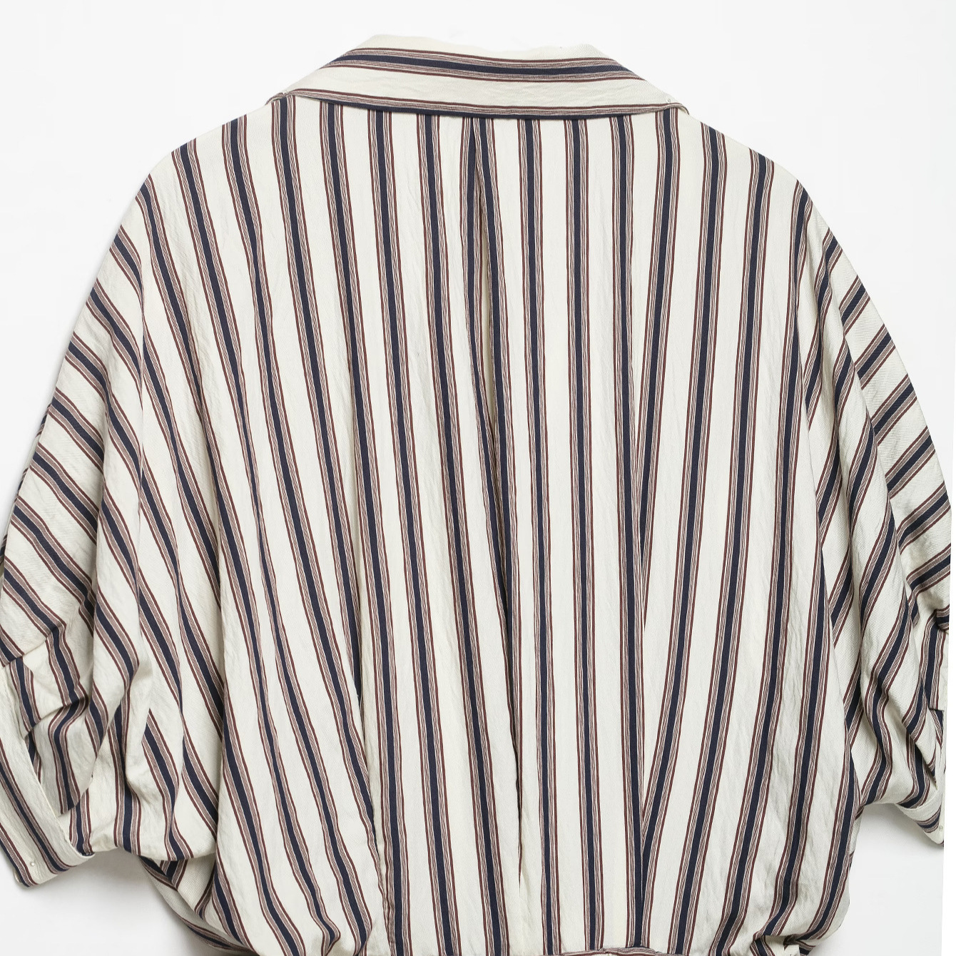 Striped Print Button-Front Shirt Dress Casual Midi
