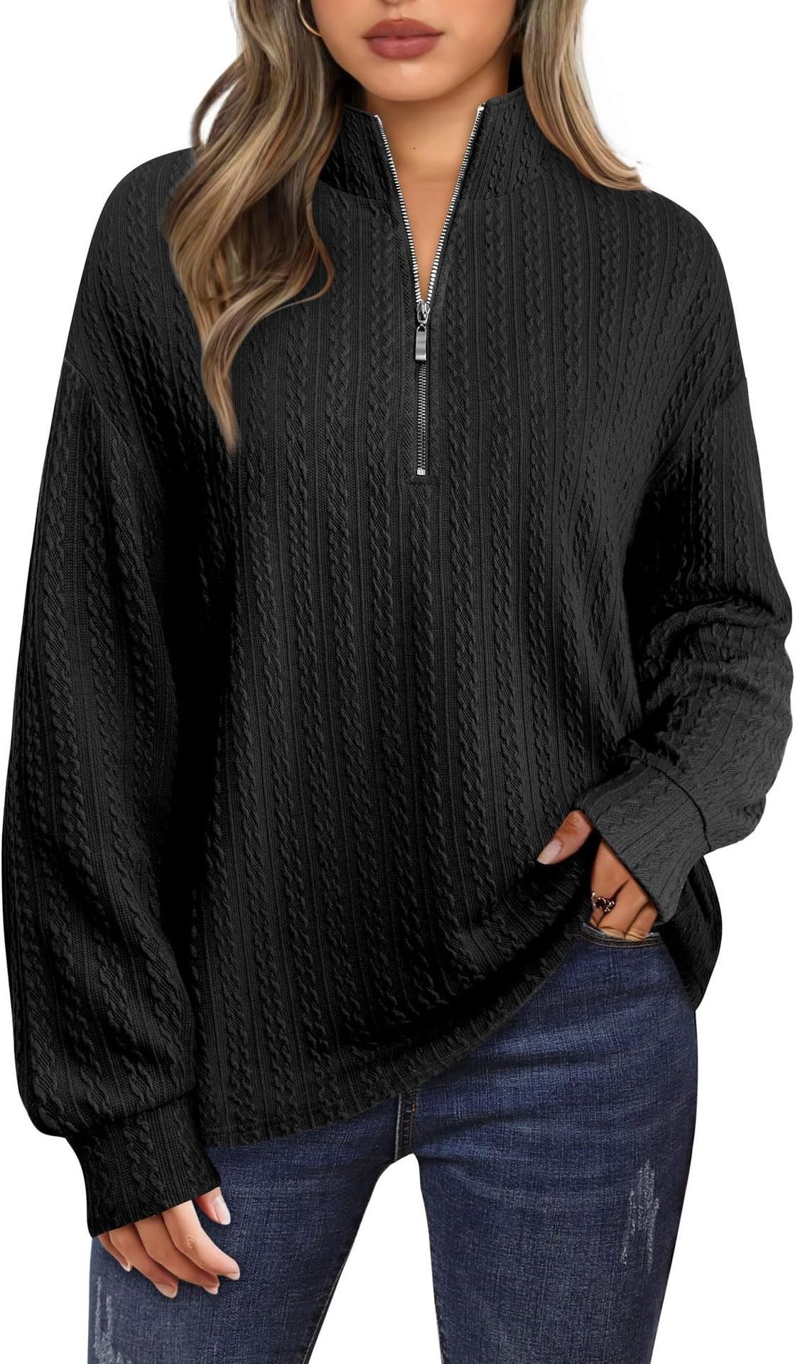 Women's Zip-Up Long-Sleeve Solid Color Hoodie