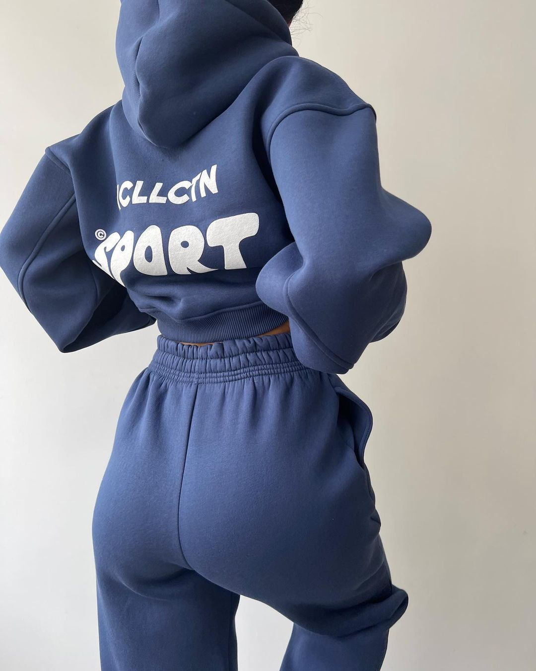 Fleece-Lined Hooded Print Sweatshirt & Pants Set