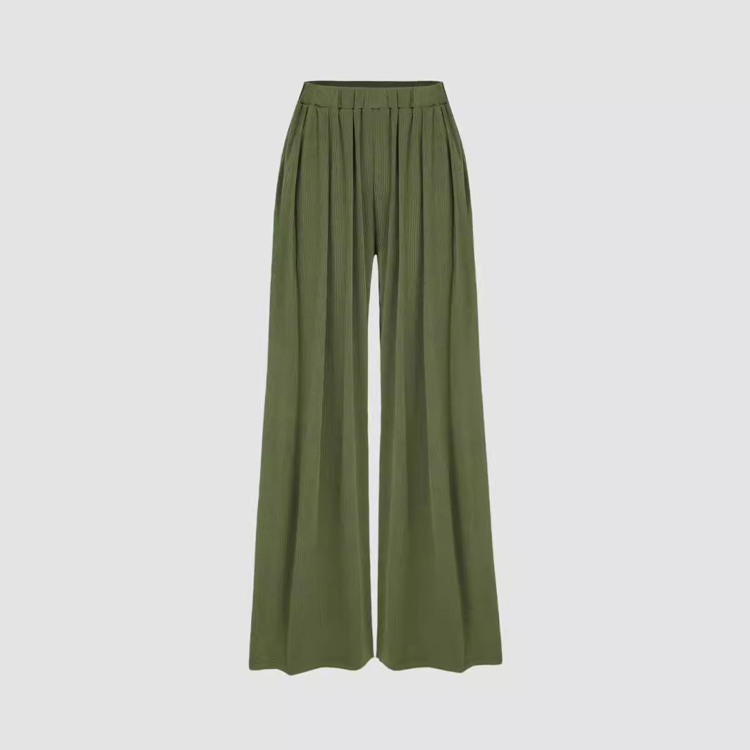 Women's Wide-Leg Stretch Elastic Waist Pants Plus Size Loose Casual