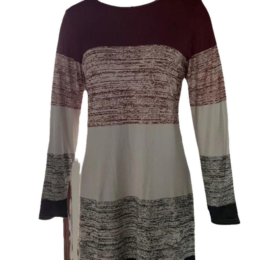 Floral Print Loose-Fit Midi Dress with Long Sleeves