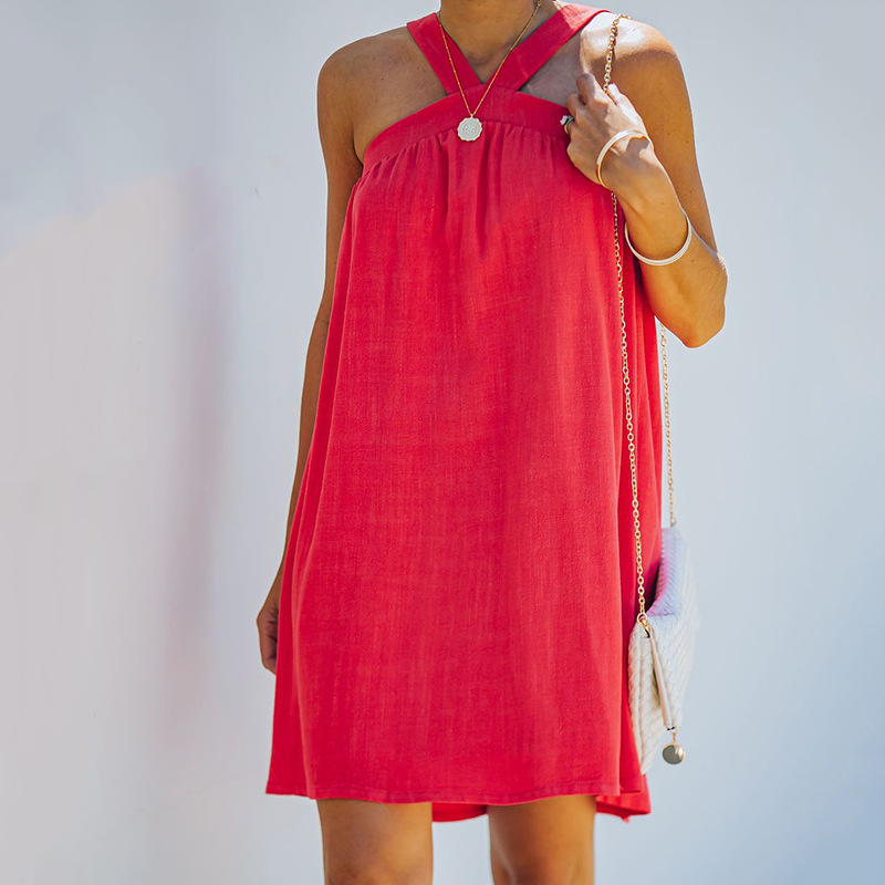 Women's Solid Color Off-Shoulder Cami Dress
