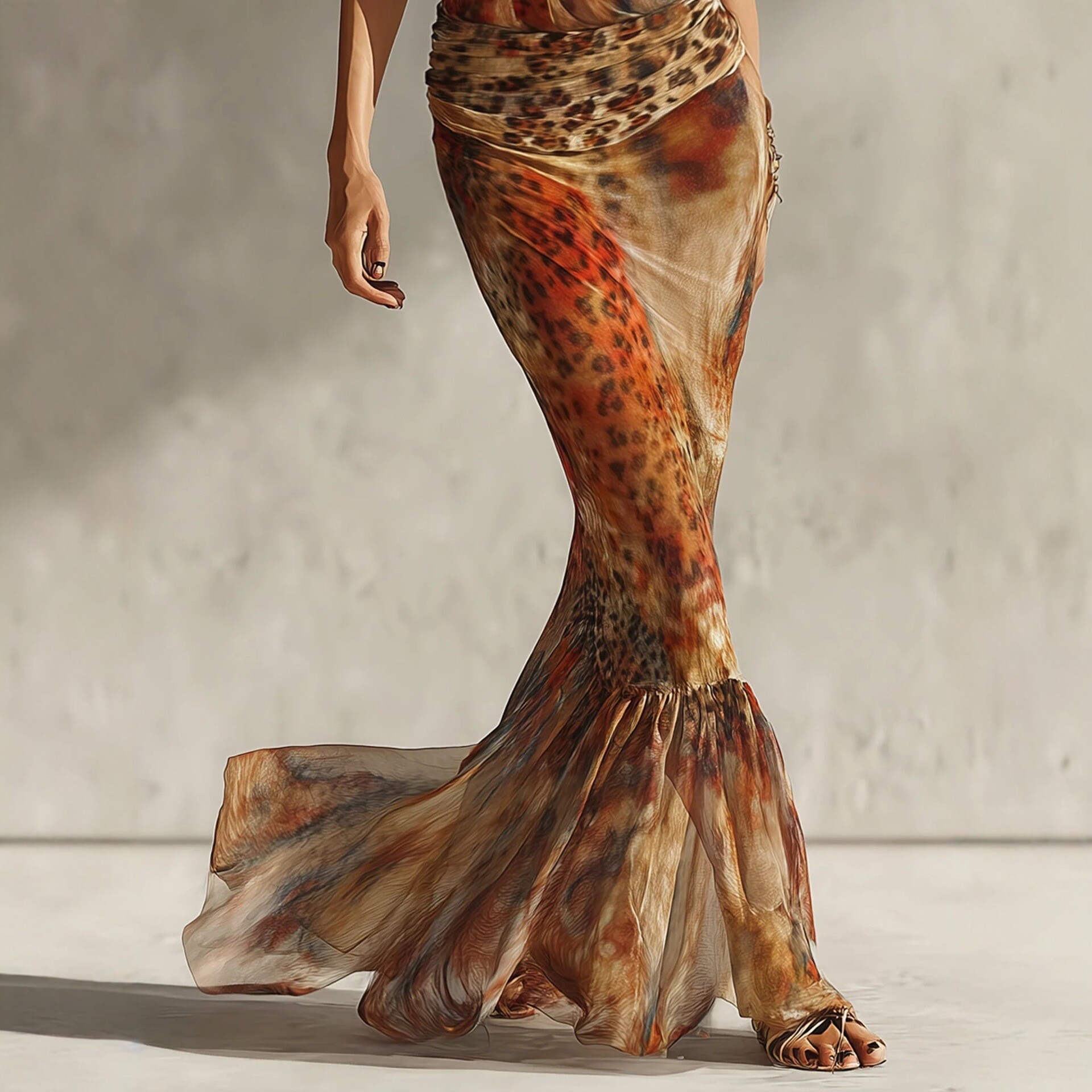 Floral Print Halter Neck Sleeveless Mermaid Maxi Dress