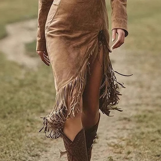 Solid Color Fringe Zip Midi Dress with Lapel Collar