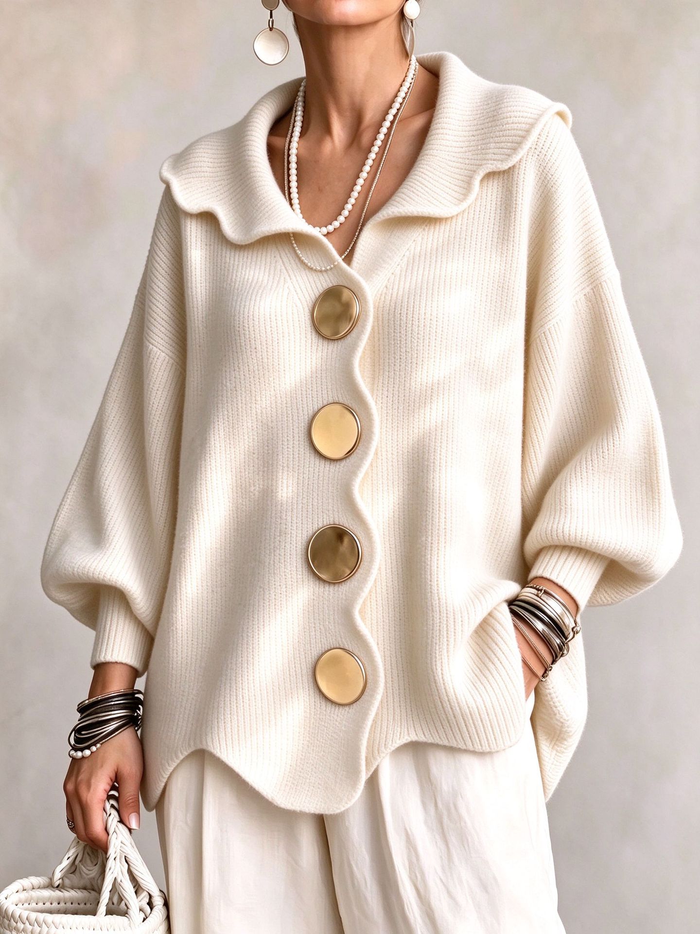 Women's V-Neck Long Sleeve Knit Sweater Top
