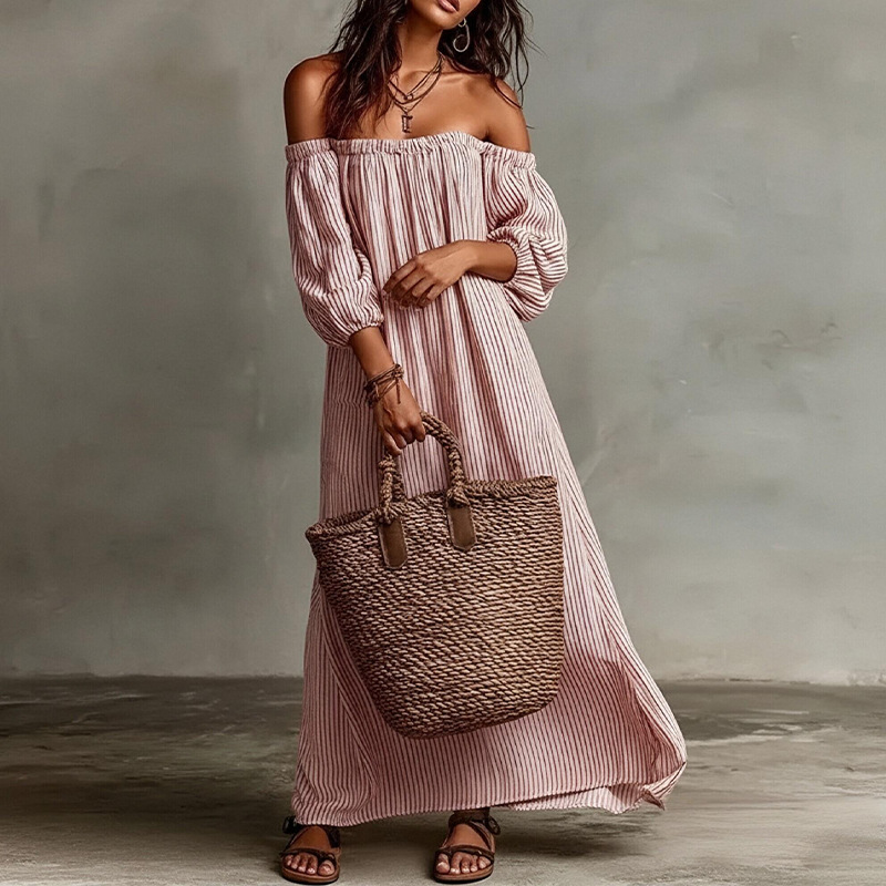 Striped Off-Shoulder French Dress