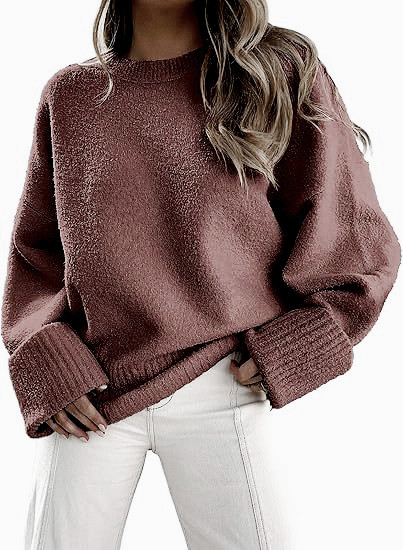 Women's Crewneck Long Sleeve Fuzzy Warm Sweater