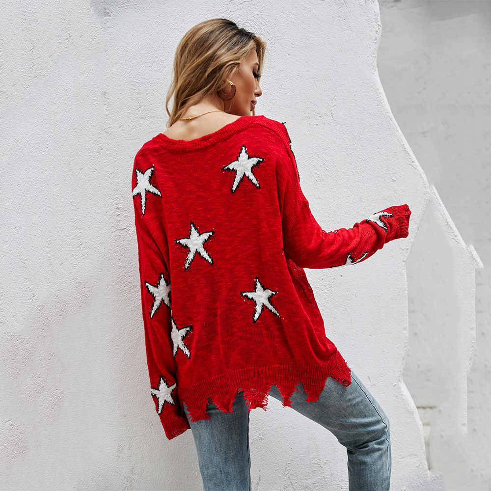 Women's High Neck Loose Knit Sweater Pullover
