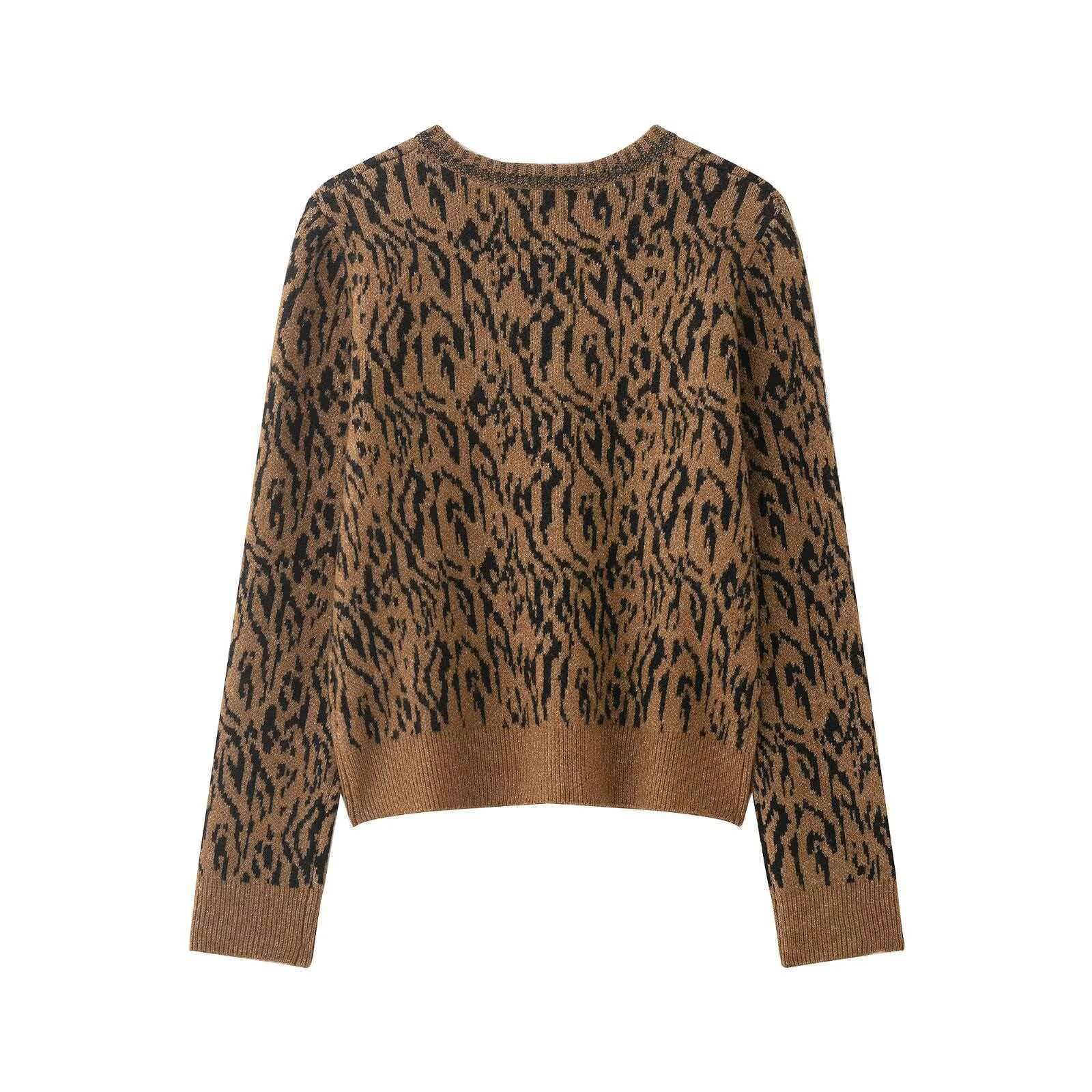 Animal Jacquard Knit Cardigan Sweater