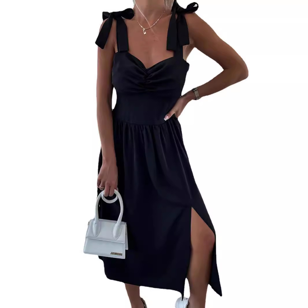 Women's Waist-Cinching Slit Lace-Up Sleeveless Cami Dress