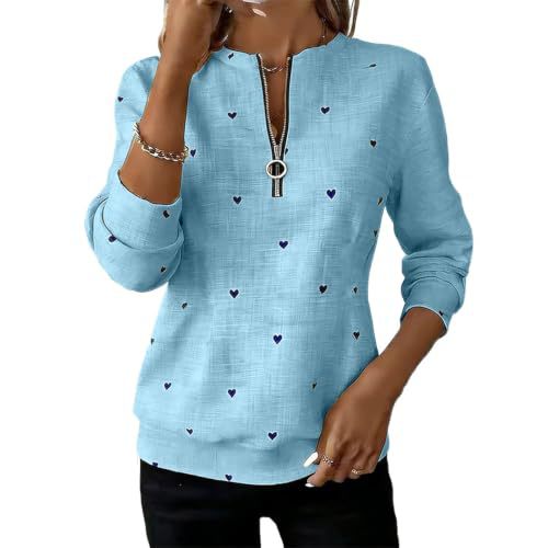 Polka Dot Print Half-Zip Stand Collar Hoodie for Women