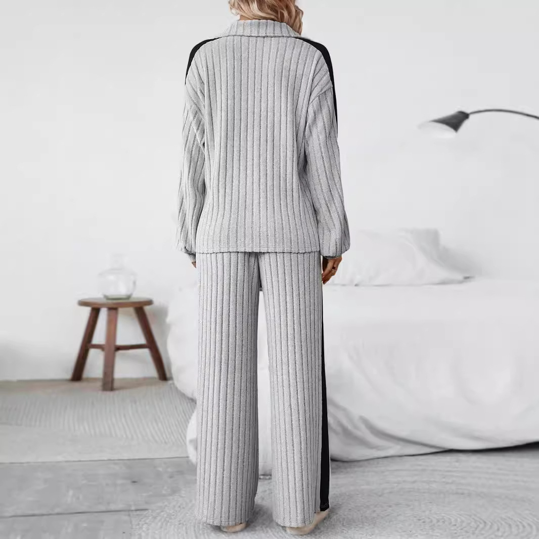 Women's Plus Size Casual Two-Piece Sweatshirt and Wide-Leg Pants Set