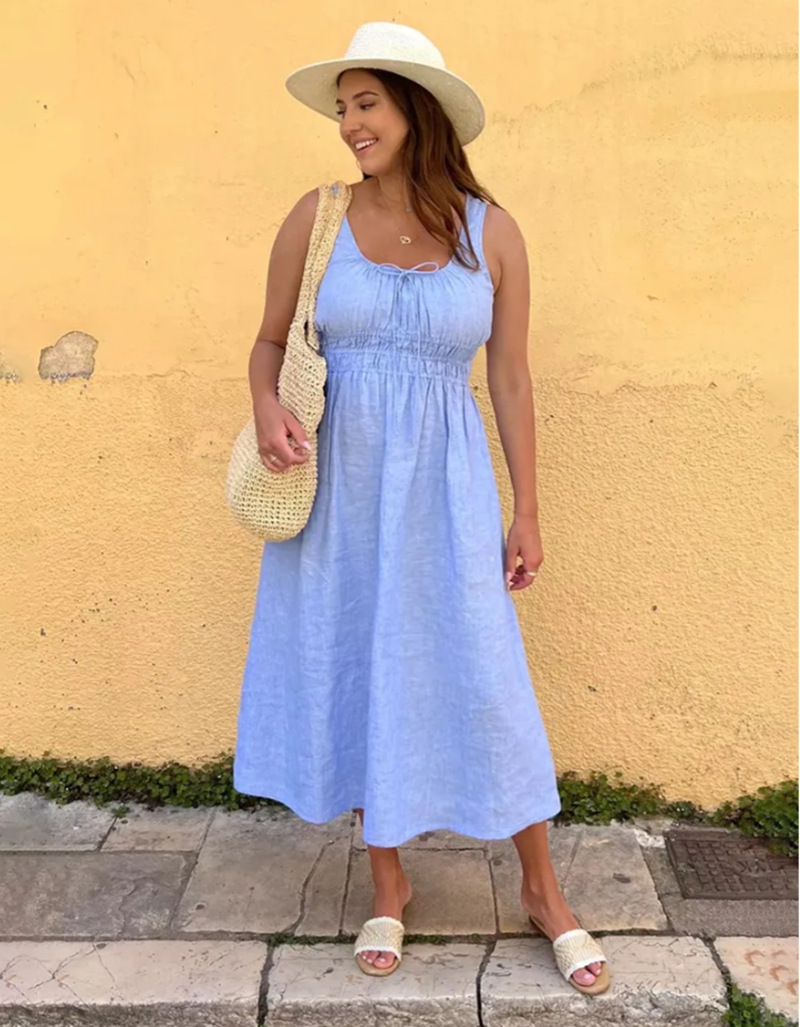 Women's Summer Sleeveless Solid Color Cami Dress