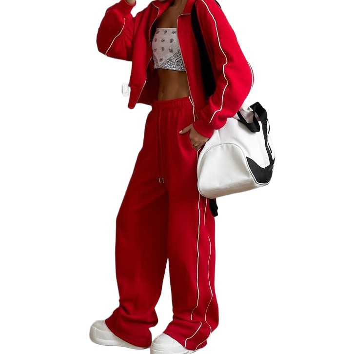 Women's Zip-Up Cardigan and Drawstring Pants Two-Piece Set