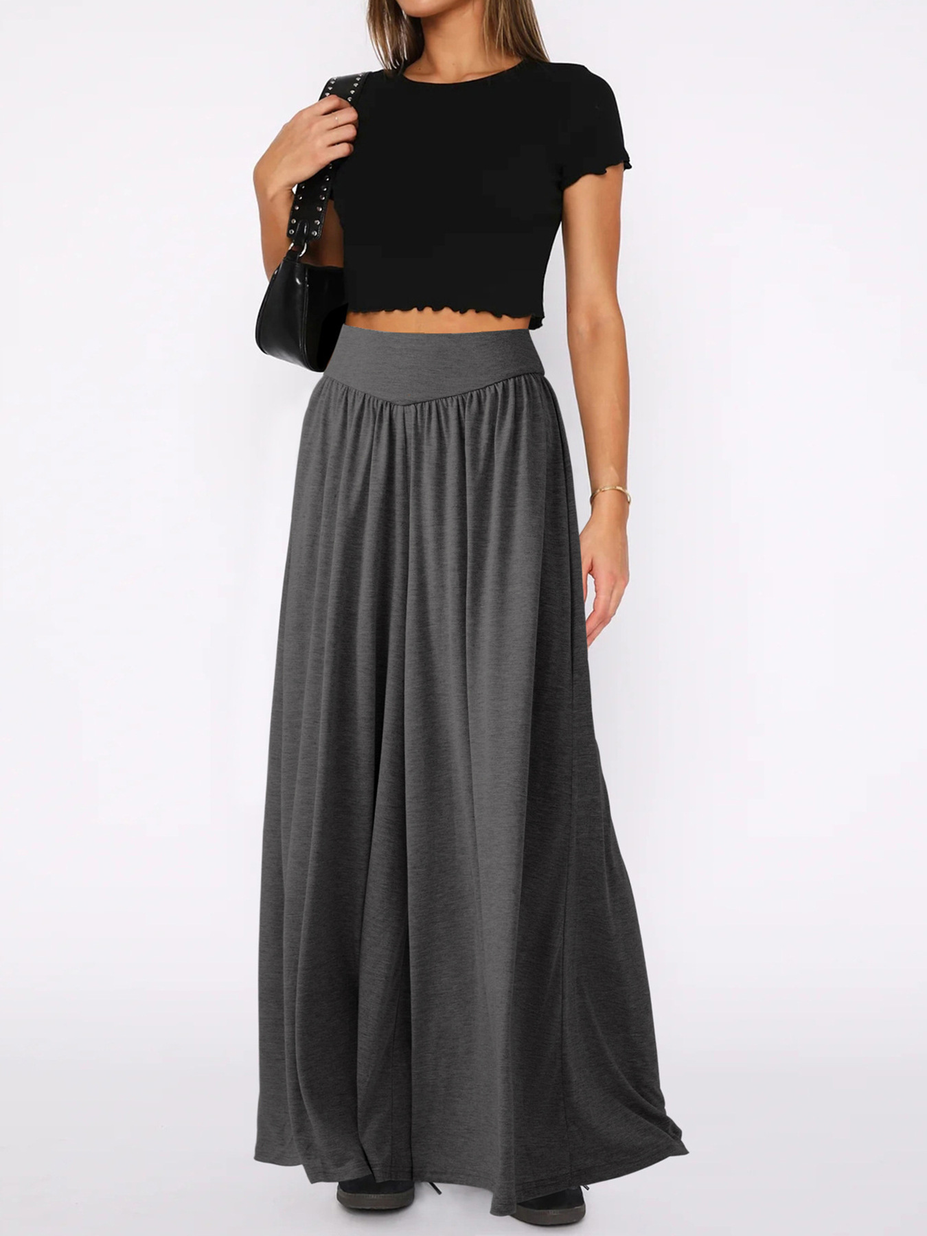 Women's High-Waist Wide-Leg Dance Pants Draped Casual Trousers