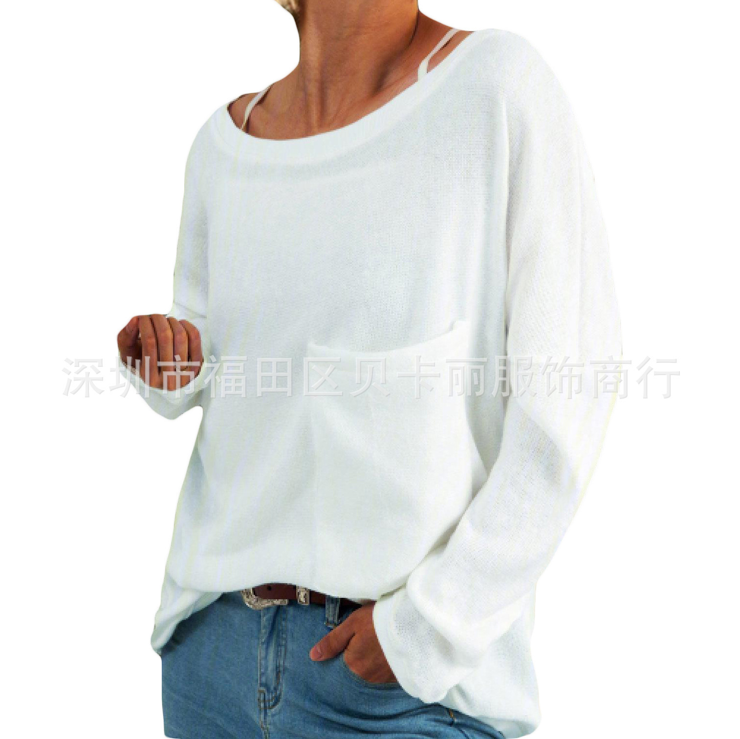 Women's Fleece-Lined Long-Sleeve Crewneck Pocket T-Shirt