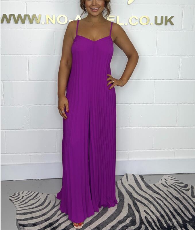 Women's Sleeveless Crinkled Solid Color Jumpsuit Casual Elegant