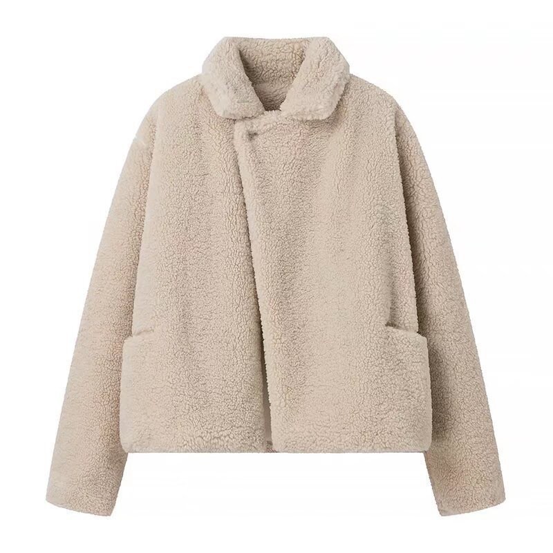 Faux Fur Coat with Lapel Collar