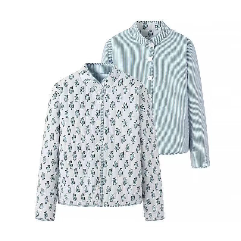 Women's Reversible Printed Cotton Padded Jacket Streetwear