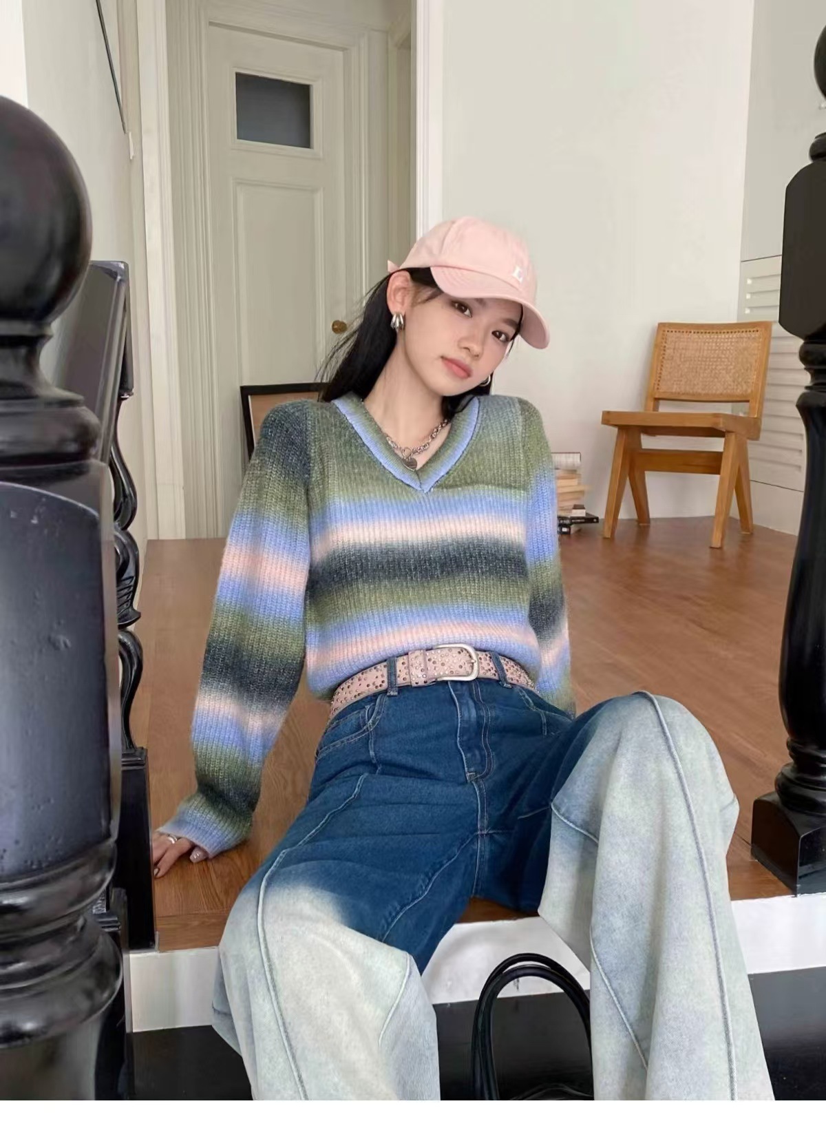 Trendy Color-Block Lazy Style Women's Sweater