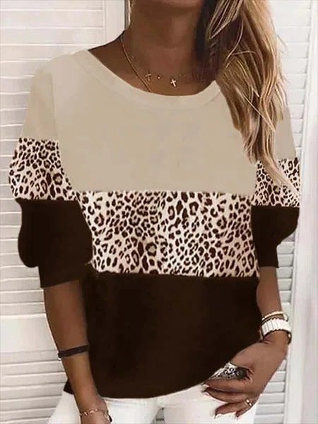 Long Sleeve Crewneck Striped Pullover Sweatshirt Loose Fit