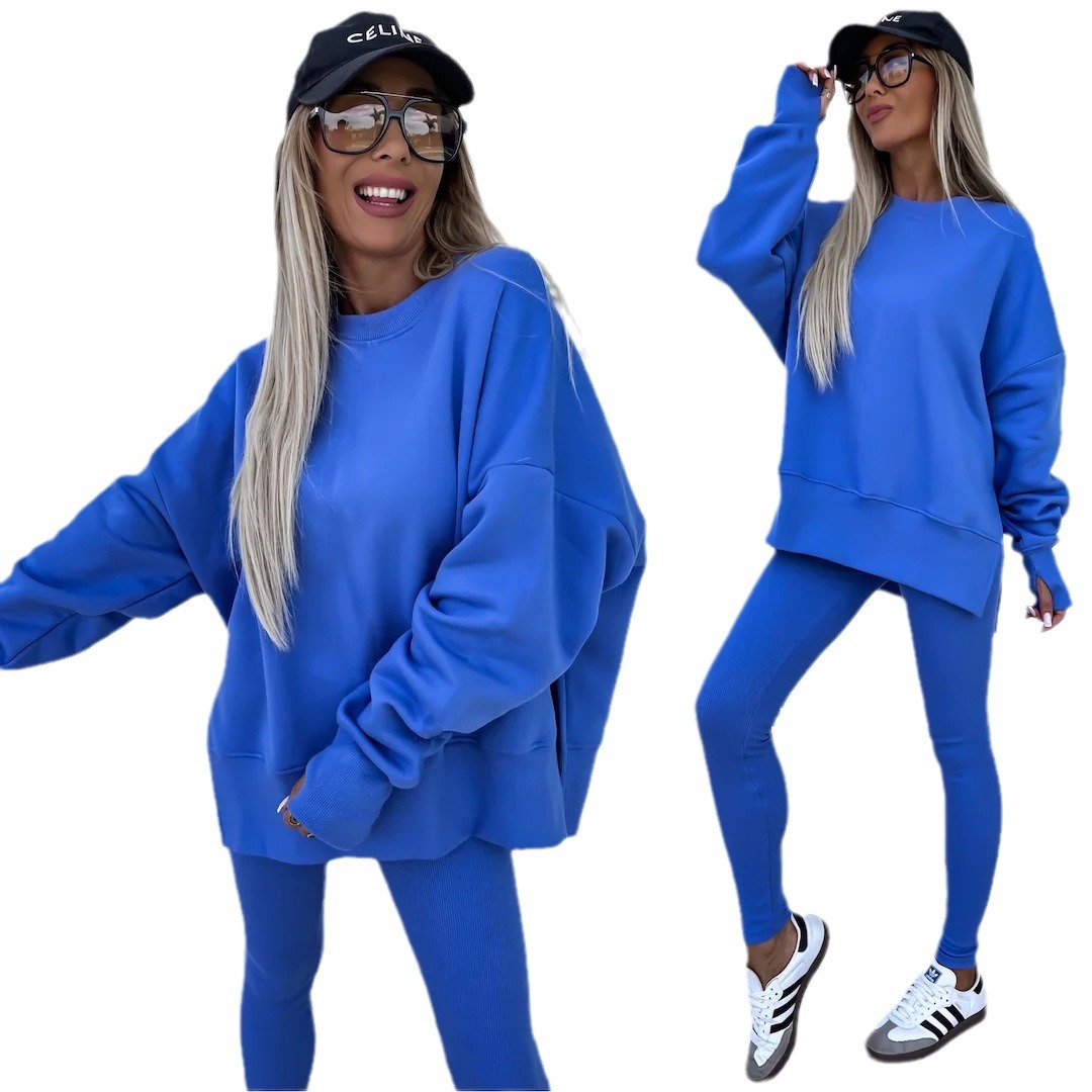 Women's Casual Two-Piece Set Slim Pants and Loose Hoodie