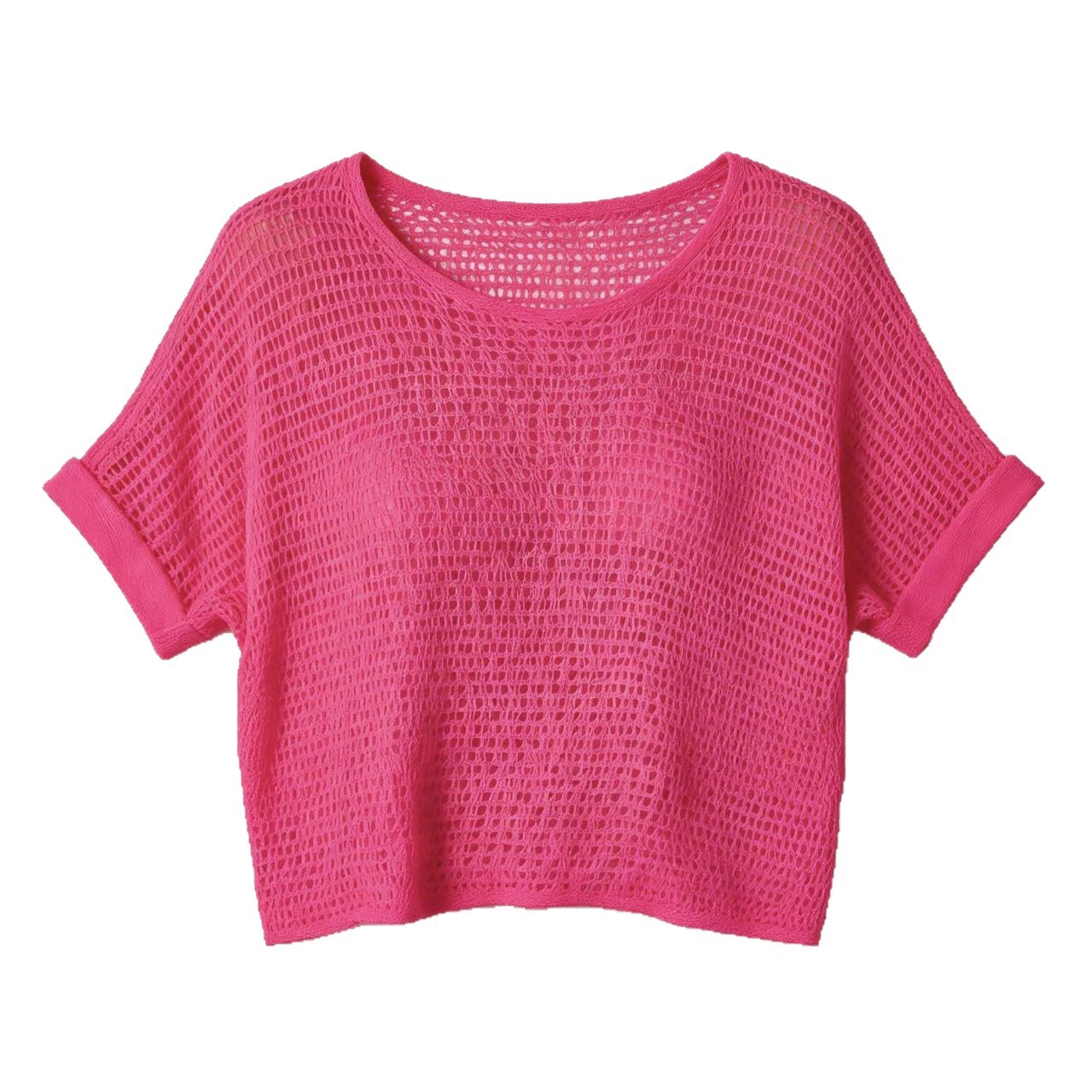 Women's Boho Crochet Knit Short Sleeve Sweater