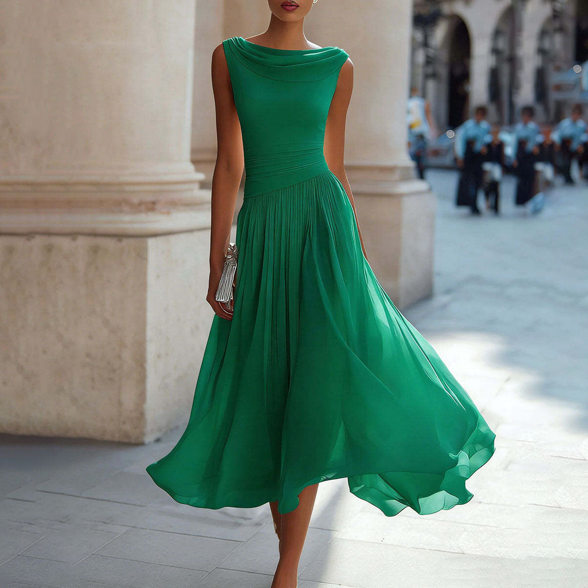 Women's Elegant Solid Color Sleeveless High Waist Maxi Dress