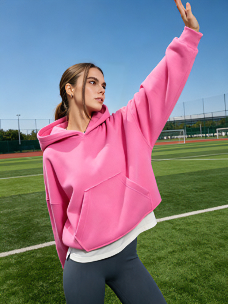 Women's Hooded Drawstring Waist Pullover Fleece Sweatshirt