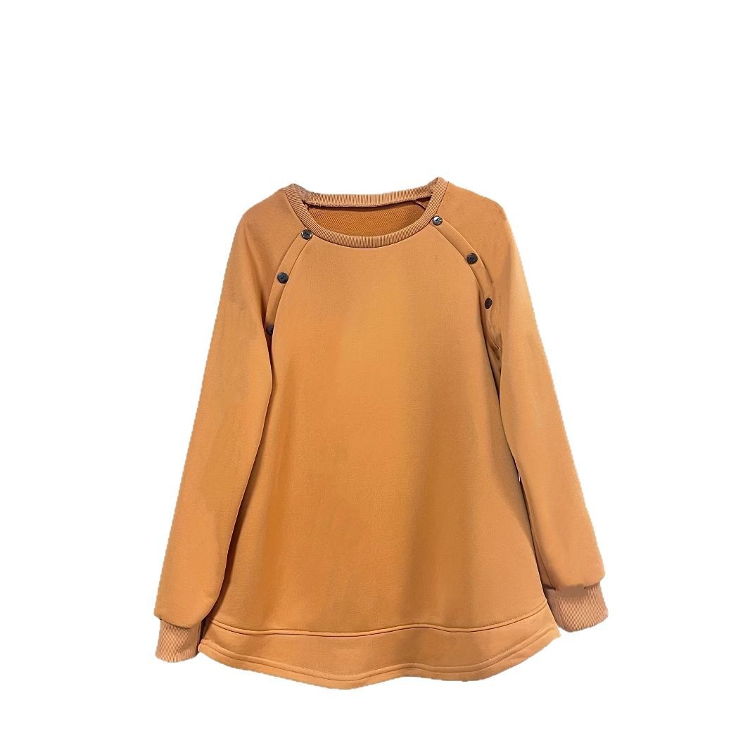 Women's Crewneck Long Sleeve Solid Color Loose Fit High-Low Tunic Top