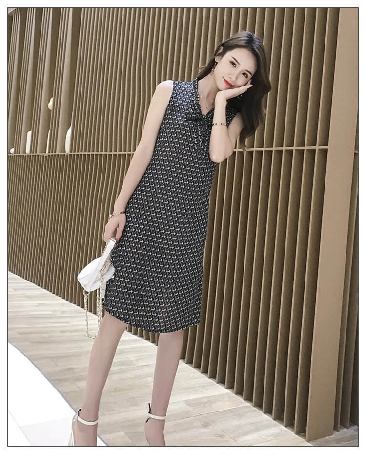 Sleeveless Floral Midi Dress V-Neck A-Line Slimming Beach Vacation