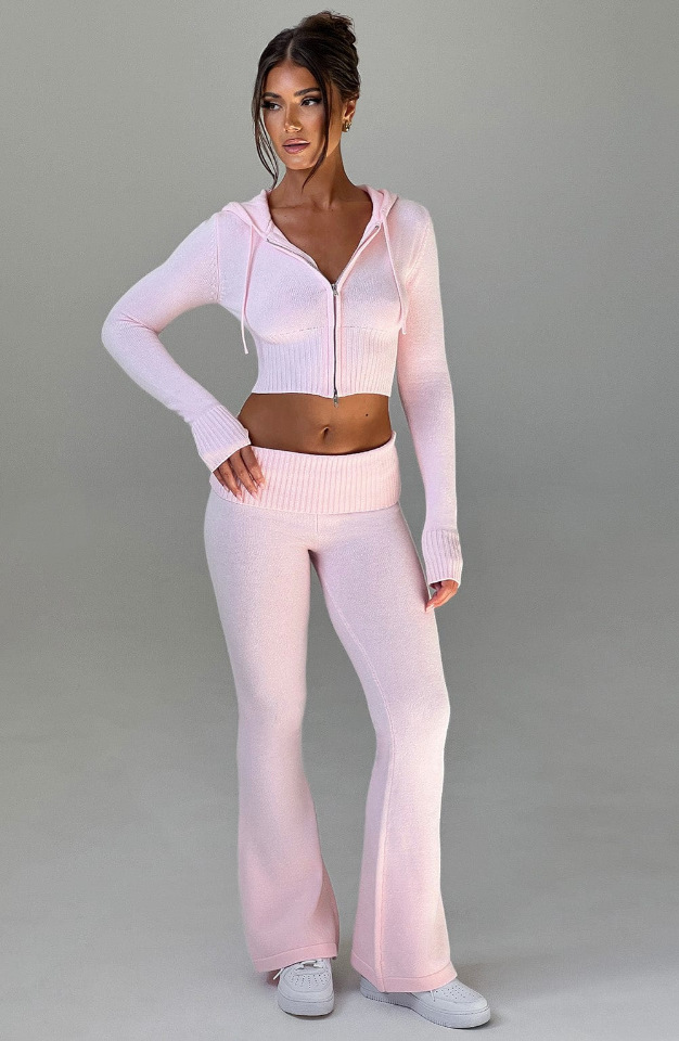 Women's Casual Zip-Up Hoodie and Pants Two-Piece Set