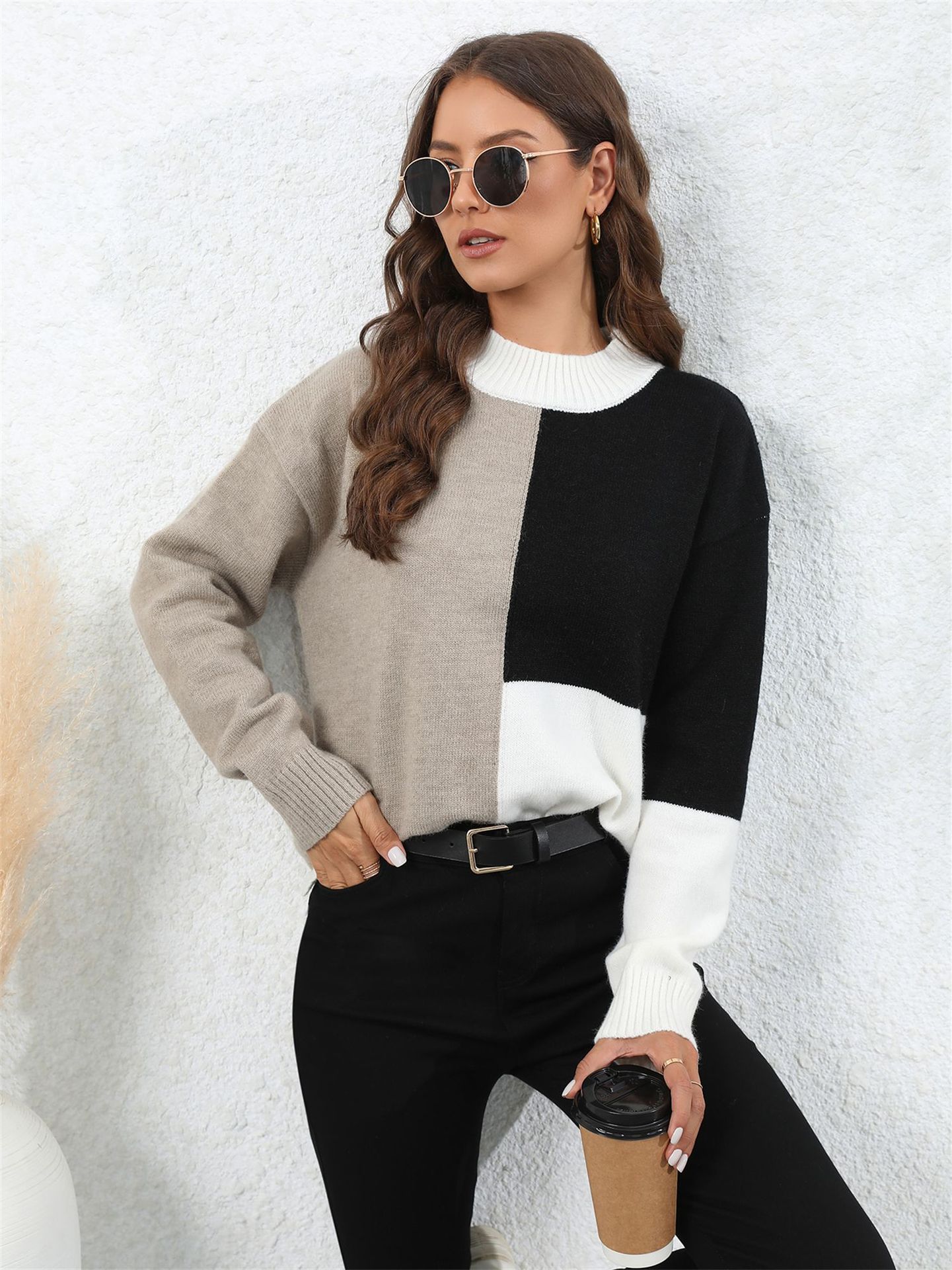 Women's Plus Size Asymmetric Knit Pullover Sweater
