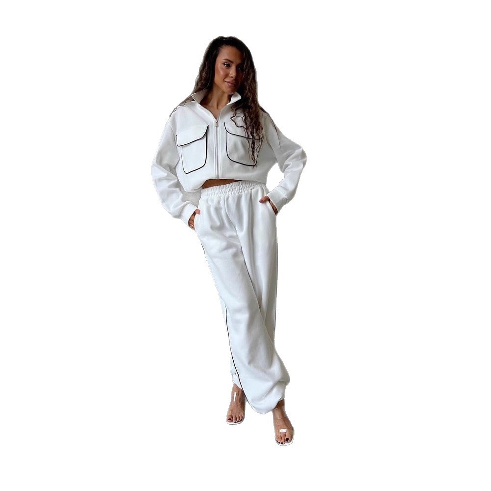 Women's Half-Zip Hoodie and Pants Set with Pockets