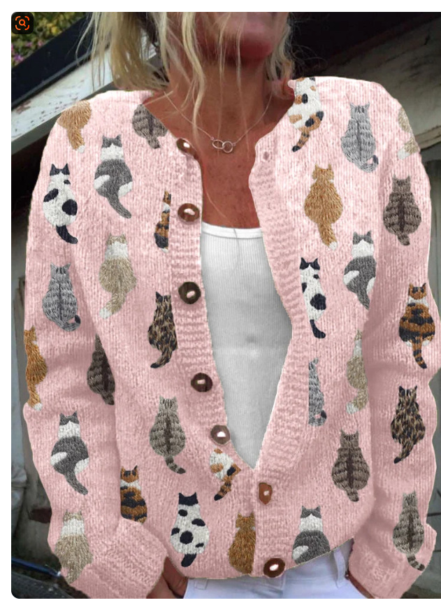 Women's Animal Boho Print Button Cardigan Sweater