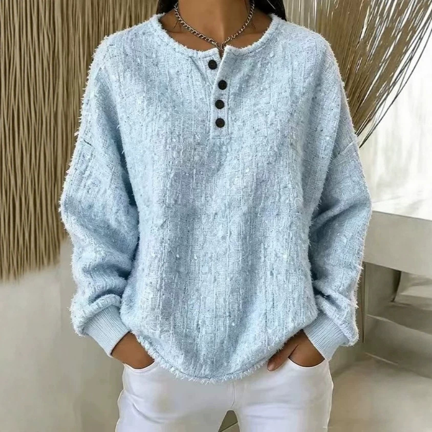 Women's Casual Loose Button Pullover Hoodie Top