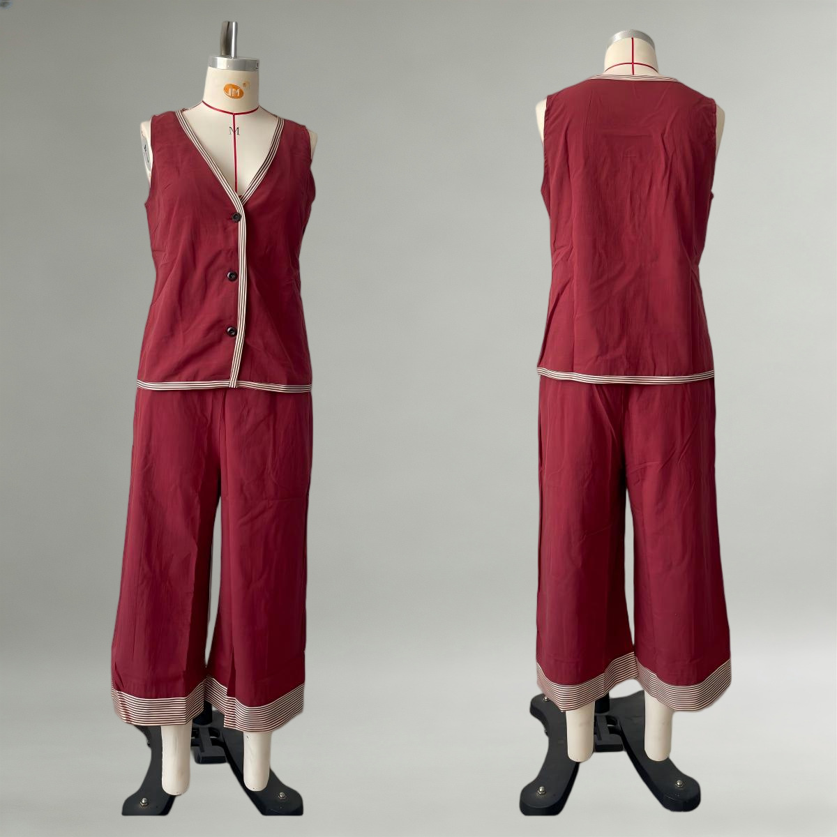 Women's Summer Button Tank Top & Shorts Set Casual Commuter