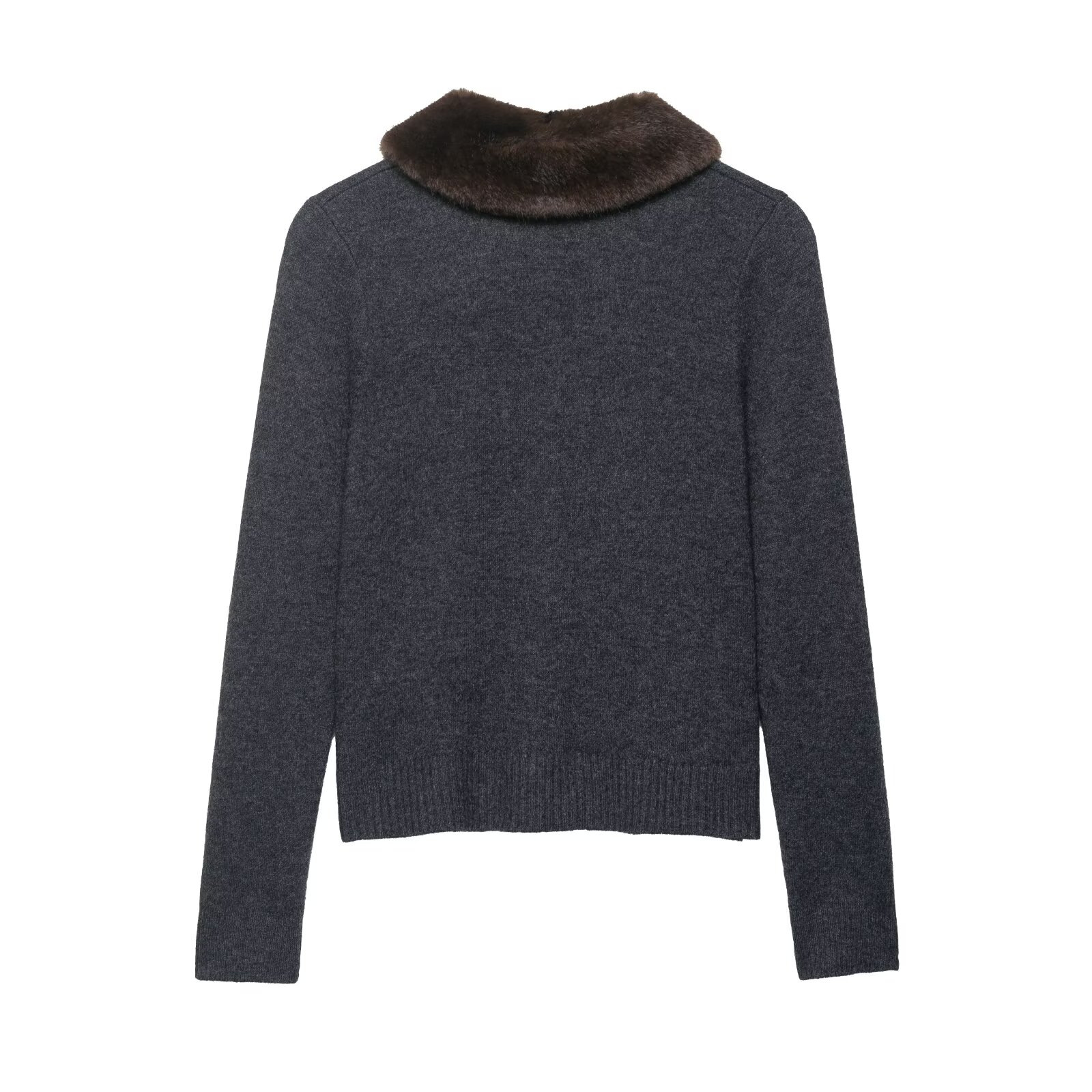 Faux Fur Trim Cardigan Sweater