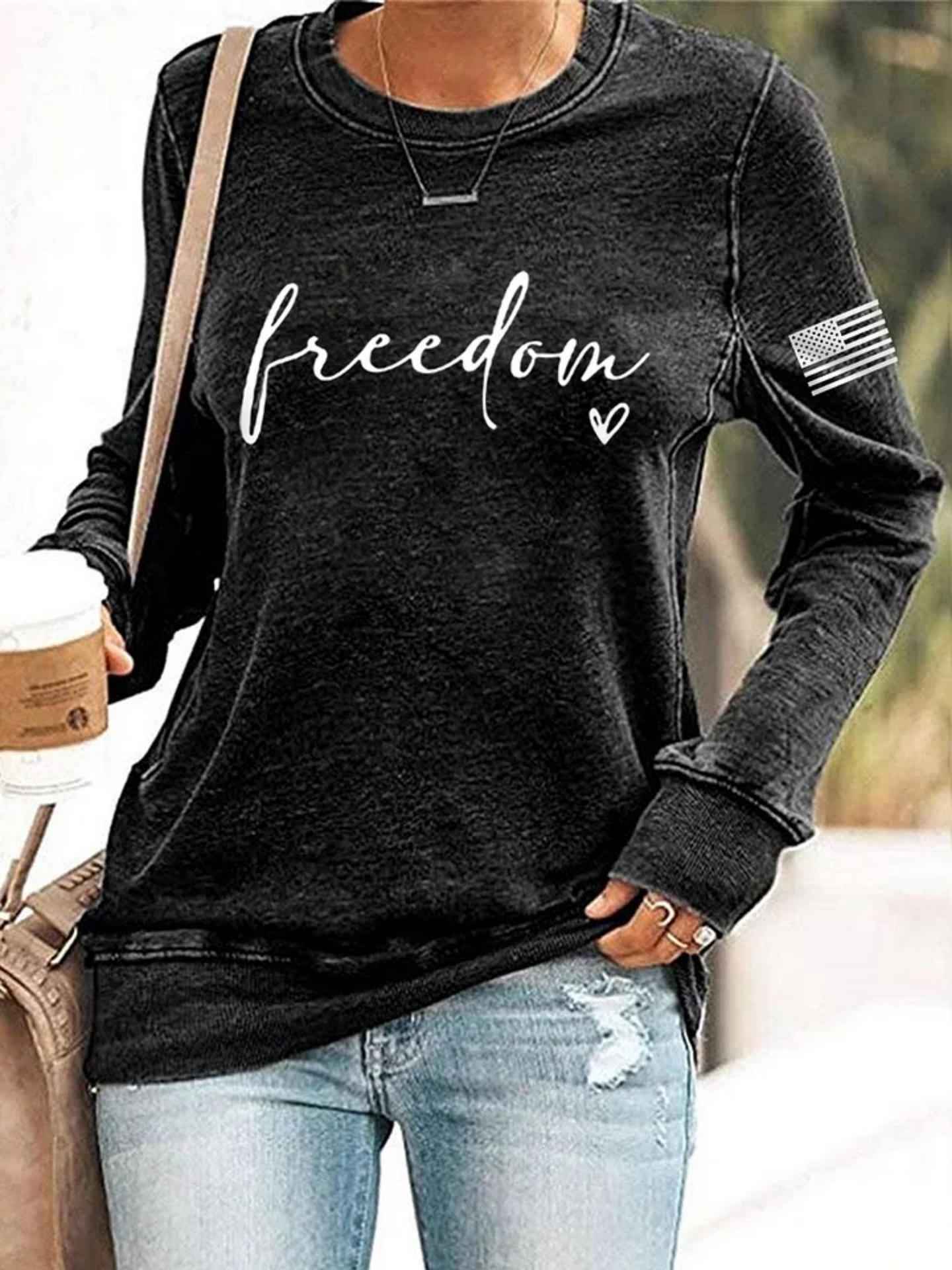 Women's Line Letter Heart Print Crewneck Sweatshirt