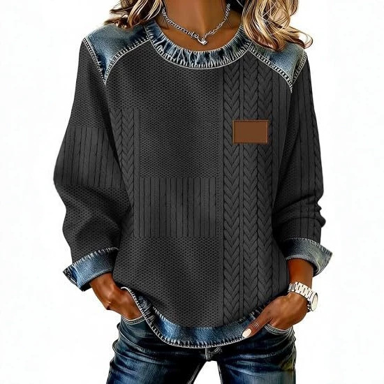 Women's Printed Casual Pullover Hoodie Long Sleeve Crew Neck