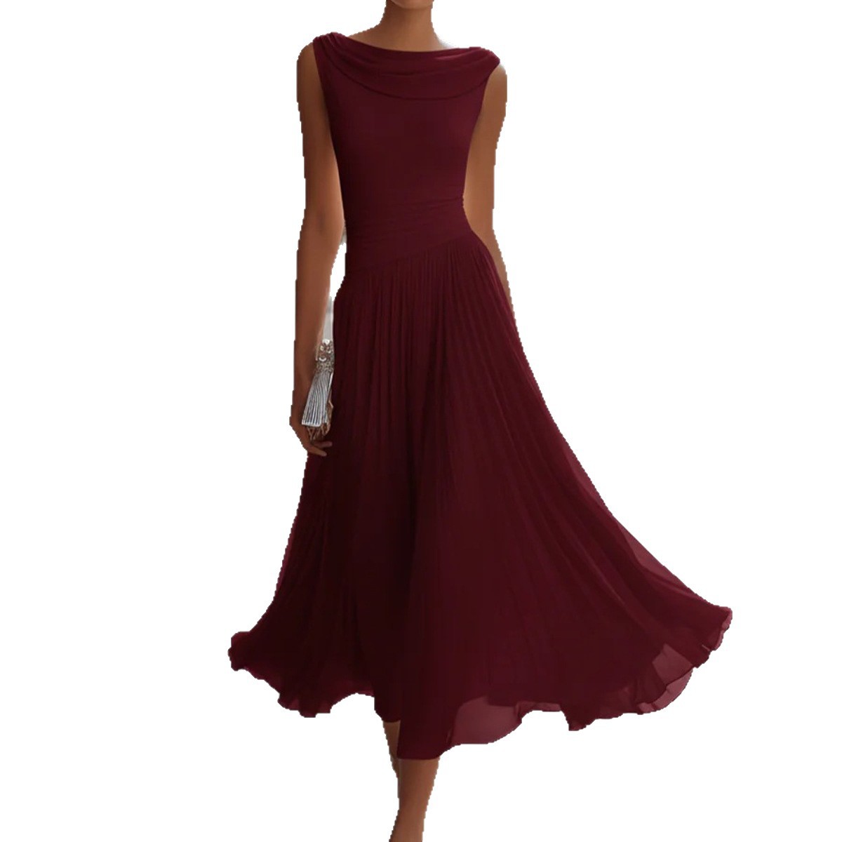 Women's Elegant Solid Color Sleeveless High Waist Maxi Dress