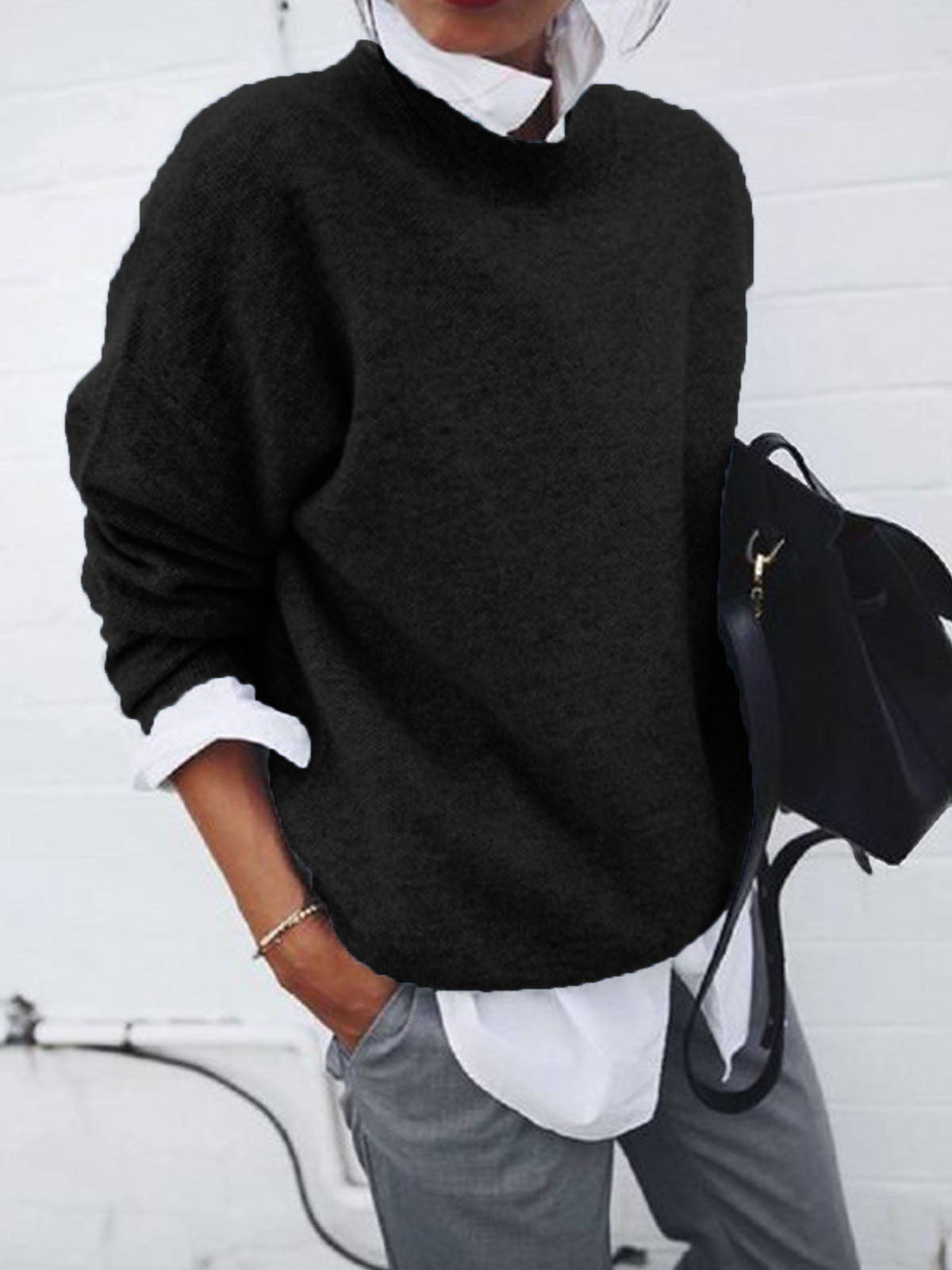 Women's Knit Long-Sleeve Pullover Hoodie