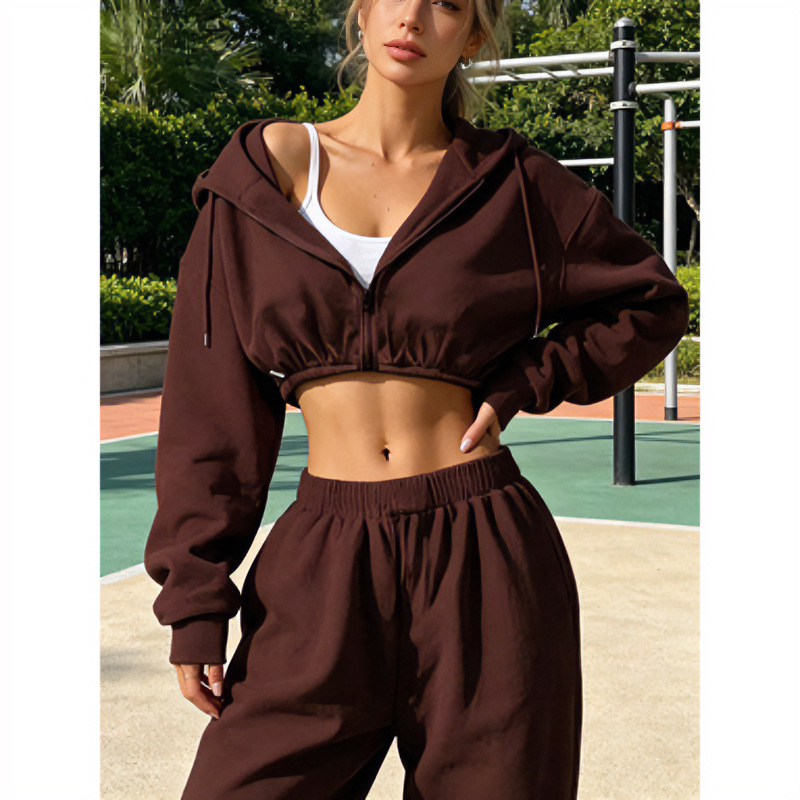 Women's Long Sleeve Zip-Up Sweatsuit 2-Piece Set