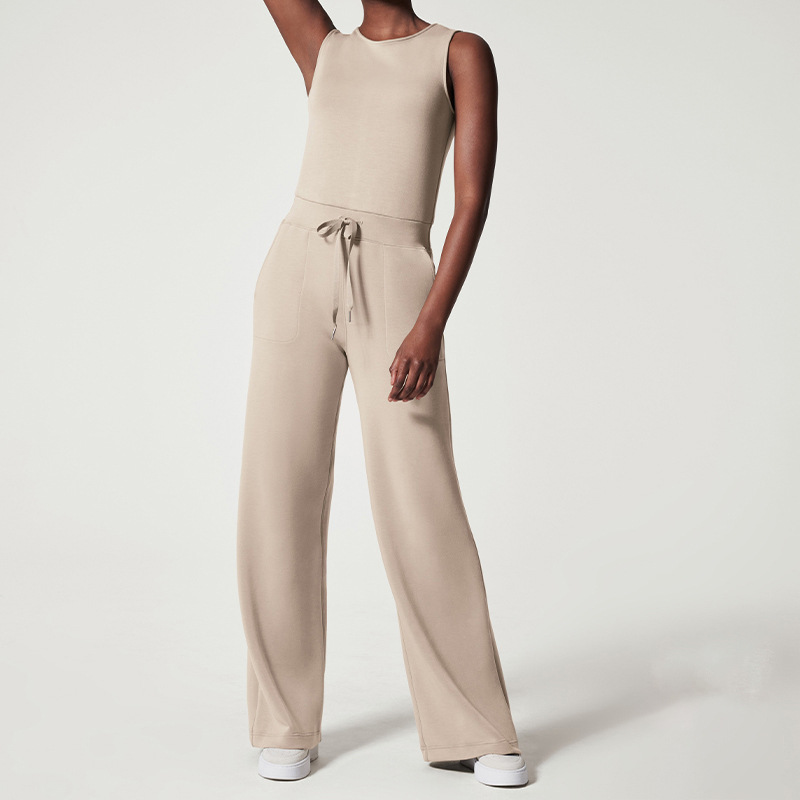 Women's High-Waist Drawstring Knit Pants Slim Fit Solid Color